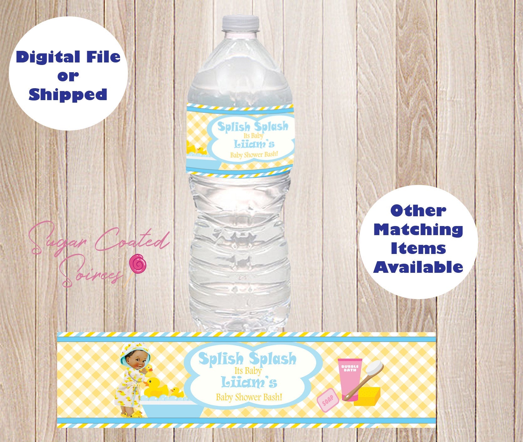 SHIPPED Royal Baby Rubber Duck Baby Shower Personalized Water Bottle Label, Birthday Party Favor DIY