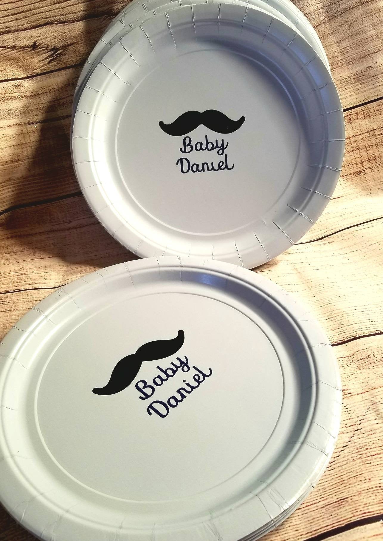 Little Man Gentleman Mustache Baby Shower personalized Plates Cups  Birthday Party Supply Favor