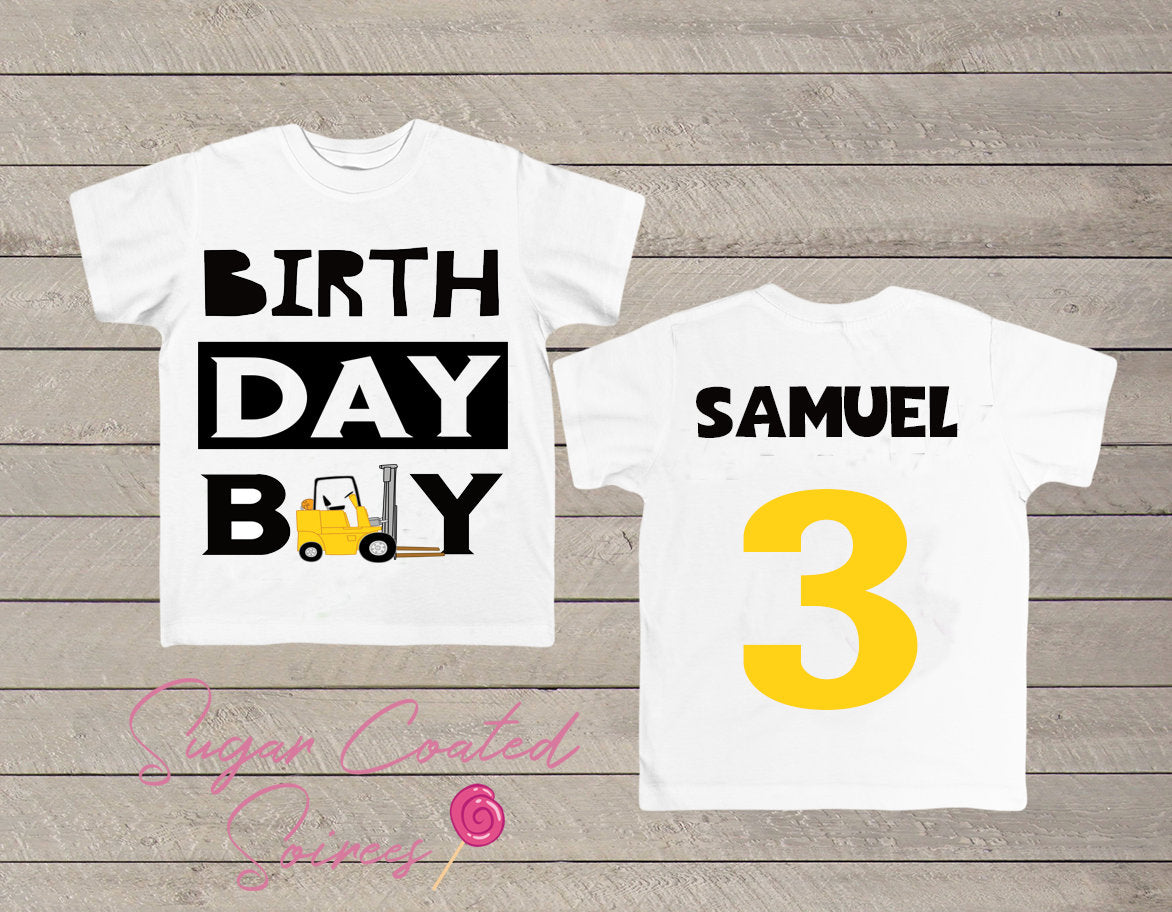 Birthday Boy Tee Construction, Dump truck, Forklift Personalized Birthday Boy Shirt Any Age + Name 1,2,3,4,5   Tshirt Tee