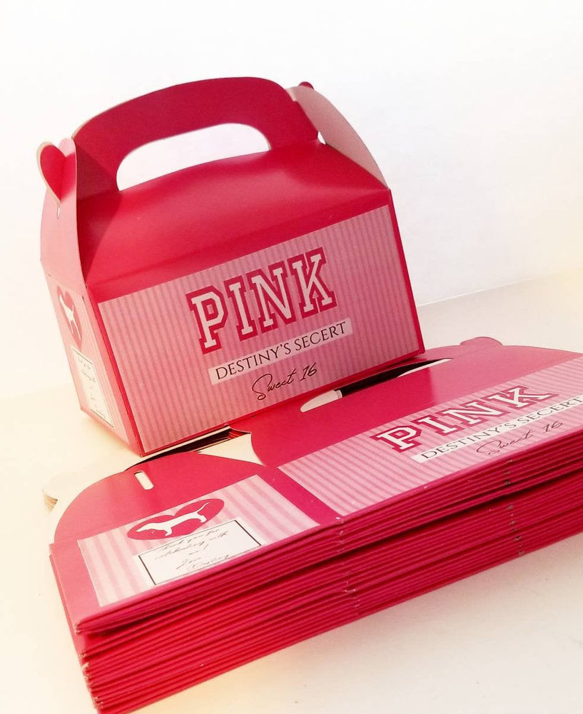 VS Pink Secret Inspired Personalized Gable Favor Box Love Pink Secret Birthday Party Candy Boxes