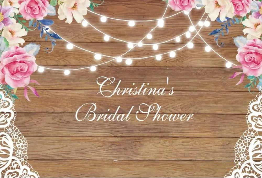Printed Rustic Flowers Backdrop, Floral Backdrop, Bridal Party Backdrop, Birthday Backdrop, Wood Backdrop, Personalized 3x5ft 5x7ft 8x10ft