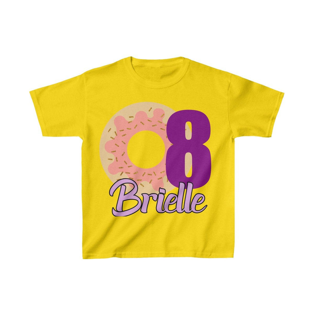 Personalized Donut Sweets Theme Kids Birthday Party Heavy Youth Cotton Tee, Multiple Colors