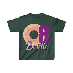 Personalized Donut Sweets Theme Kids Birthday Party Heavy Youth Cotton Tee, Multiple Colors