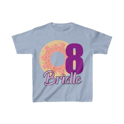 Personalized Donut Sweets Theme Kids Birthday Party Heavy Youth Cotton Tee, Multiple Colors