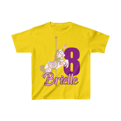 Personalized Pink Carousel Theme Kids Birthday Party Heavy Youth Cotton Tee, Multiple Colors