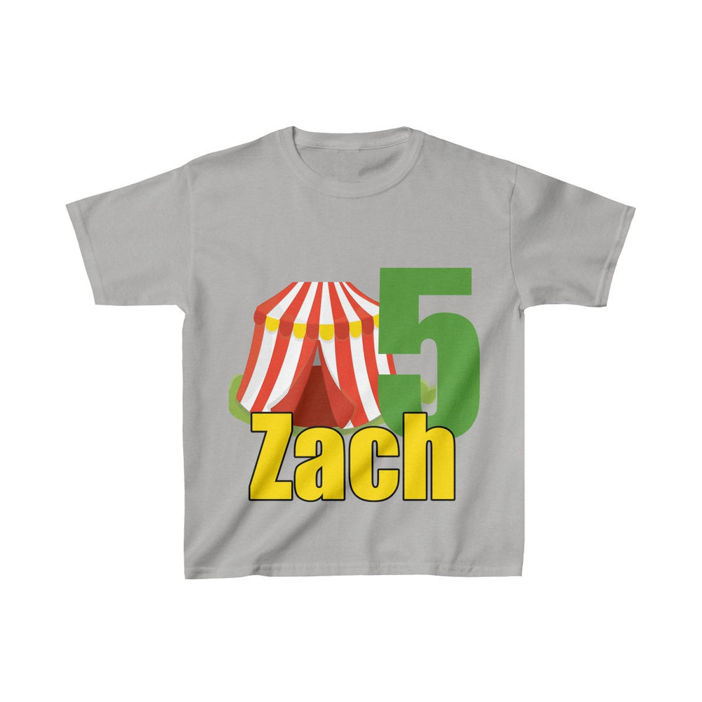 Personalized Circus Tent Theme Kids Birthday Party Heavy Youth Cotton Tee, Multiple Colors