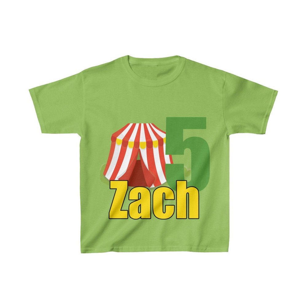 Personalized Circus Tent Theme Kids Birthday Party Heavy Youth Cotton Tee, Multiple Colors