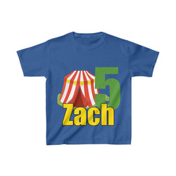 Personalized Circus Tent Theme Kids Birthday Party Heavy Youth Cotton Tee, Multiple Colors