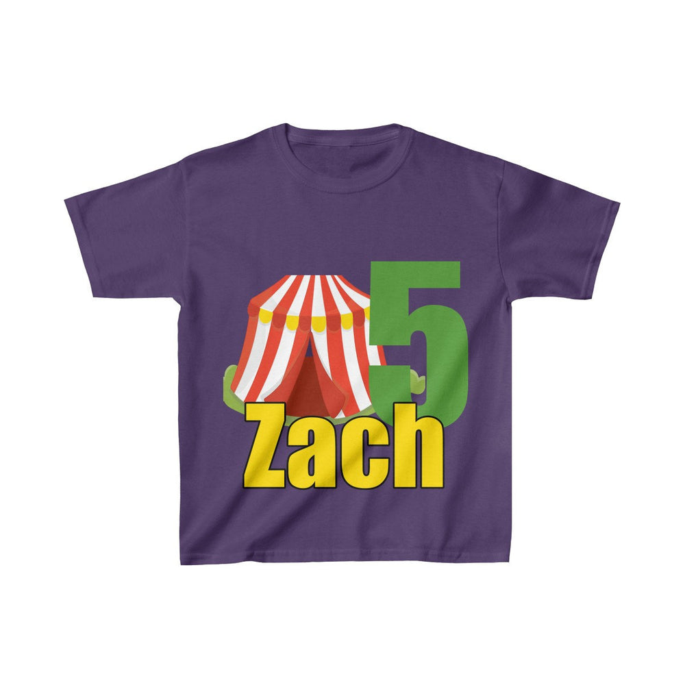 Personalized Circus Tent Theme Kids Birthday Party Heavy Youth Cotton Tee, Multiple Colors