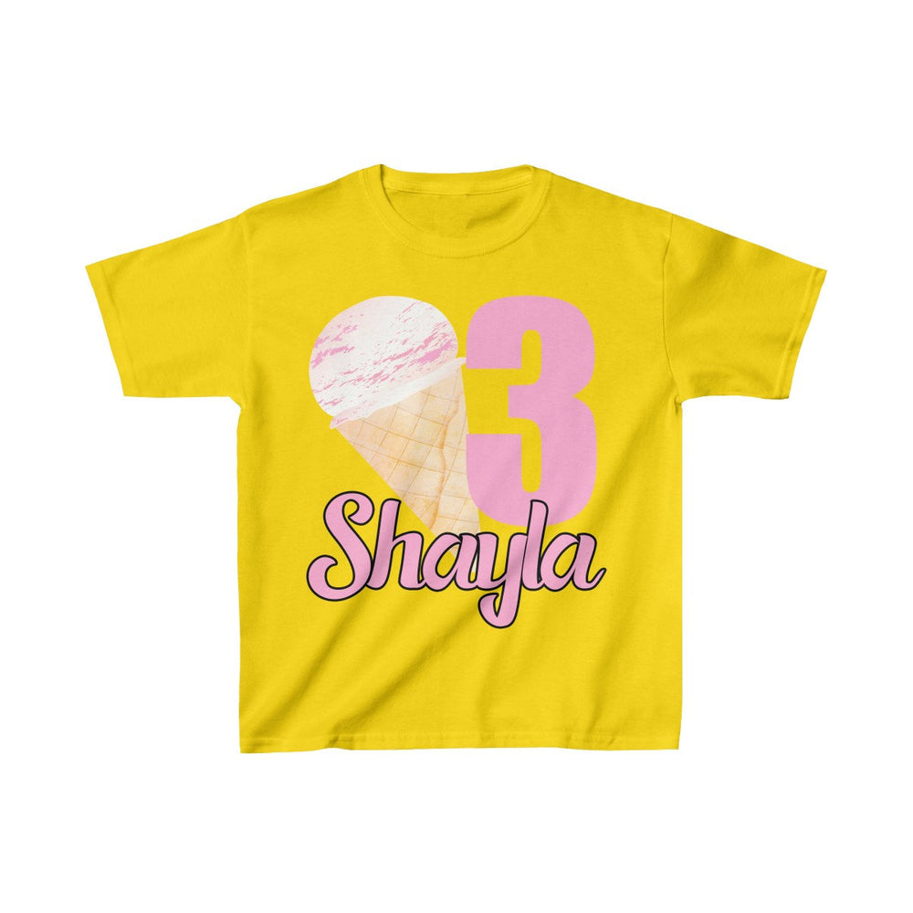 Personalized Ice Cream Sweets Theme Kids Birthday Party Heavy Youth Cotton Tee, Multiple Colors