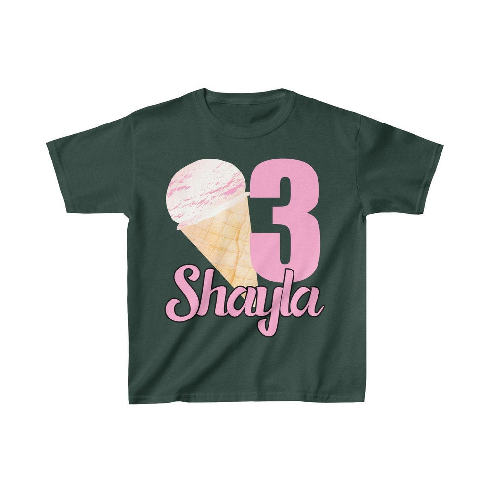 Personalized Ice Cream Sweets Theme Kids Birthday Party Heavy Youth Cotton Tee, Multiple Colors
