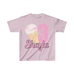 Personalized Ice Cream Sweets Theme Kids Birthday Party Heavy Youth Cotton Tee, Multiple Colors
