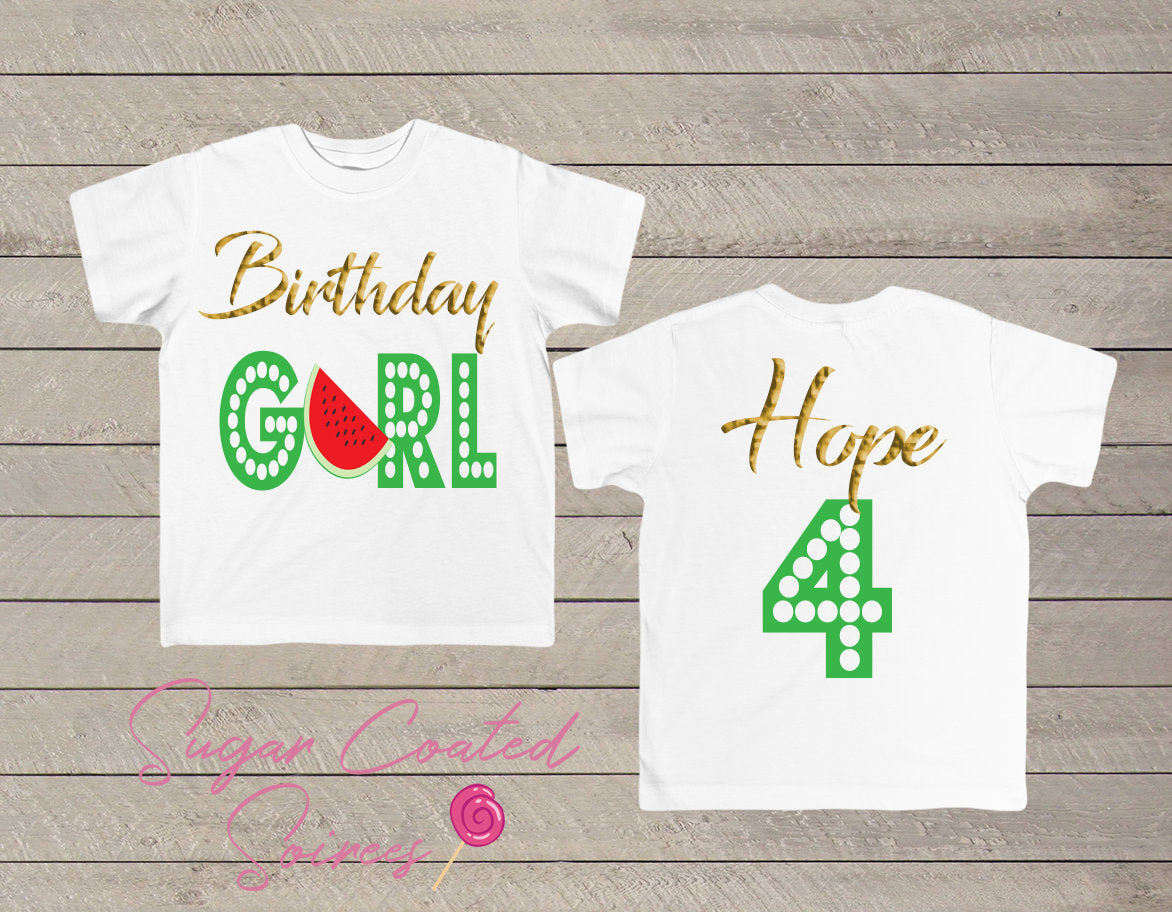Watermelon Birthday Girl Tee, One in a Melon, Watermelon Party, Watermelon Birthday Personalized Birthday Shirt Any Age + Name Tshirt Tee