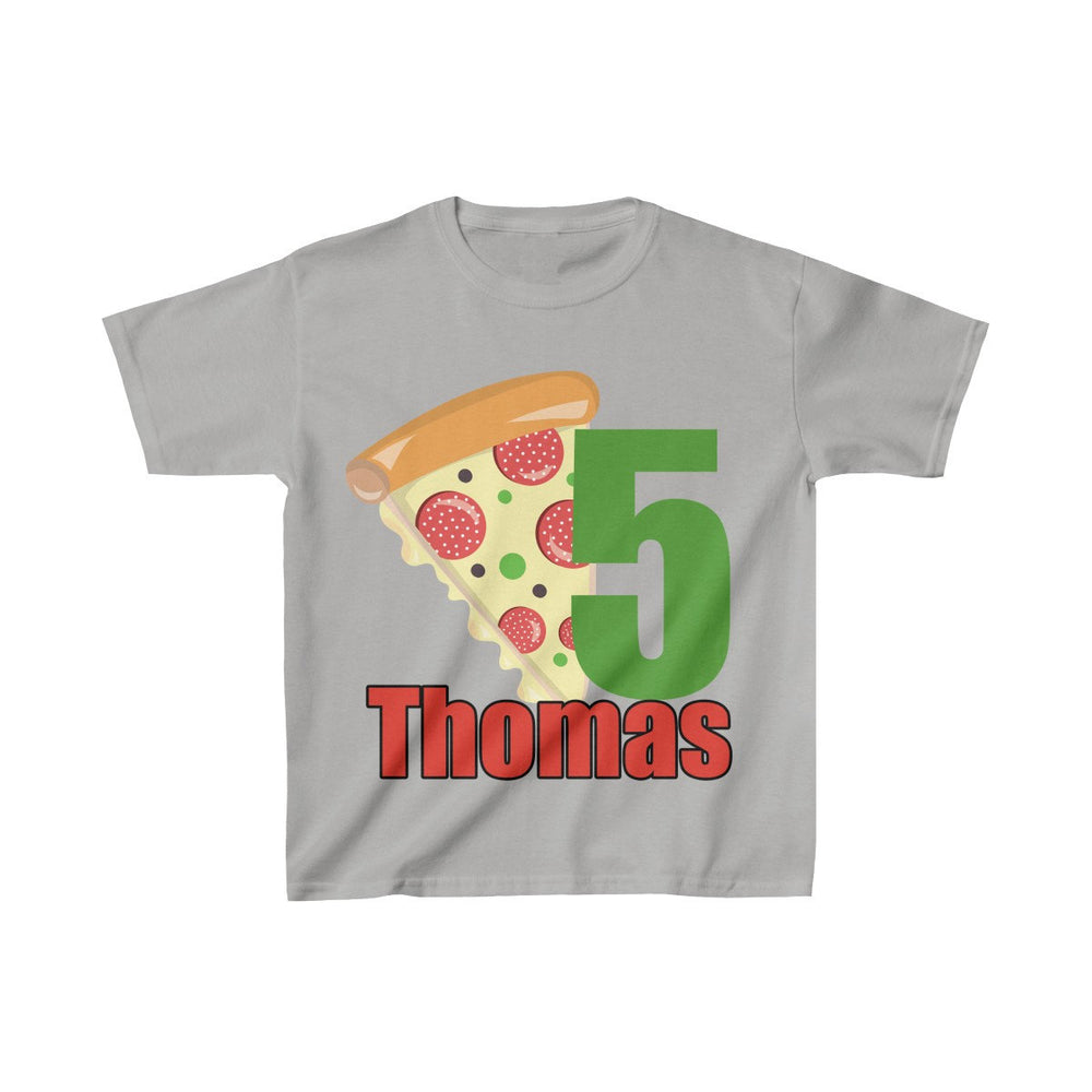 Pizza Birthday Shirt, Personalized Party Shirt Kids Birthday Party Youth Cotton Tee, Multiple Colors
