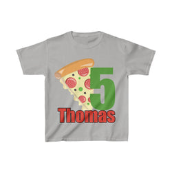 Pizza Birthday Shirt, Personalized Party Shirt Kids Birthday Party Youth Cotton Tee, Multiple Colors