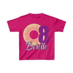 Personalized Donut Sweets Theme Kids Birthday Party Heavy Youth Cotton Tee, Multiple Colors