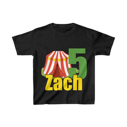 Personalized Circus Tent Theme Kids Birthday Party Heavy Youth Cotton Tee, Multiple Colors
