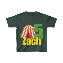 Personalized Circus Tent Theme Kids Birthday Party Heavy Youth Cotton Tee, Multiple Colors