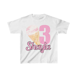 Personalized Ice Cream Sweets Theme Kids Birthday Party Heavy Youth Cotton Tee, Multiple Colors