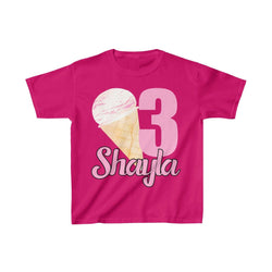 Personalized Ice Cream Sweets Theme Kids Birthday Party Heavy Youth Cotton Tee, Multiple Colors