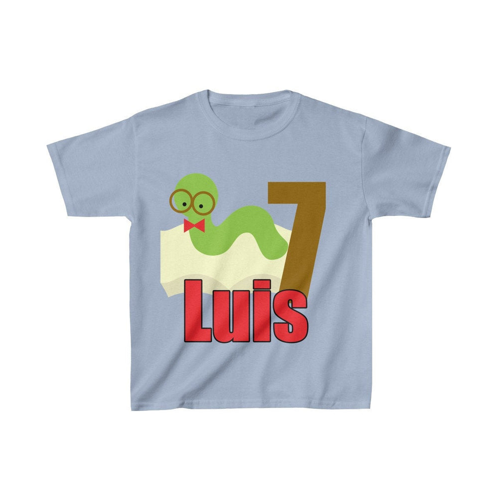 Bookworm Book Birthday Shirt, Personalized Party Shirt, Youth Cotton Tee, Multiple Colors