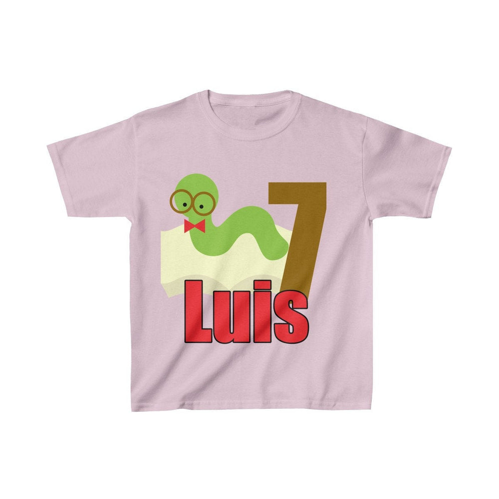 Bookworm Book Birthday Shirt, Personalized Party Shirt, Youth Cotton Tee, Multiple Colors