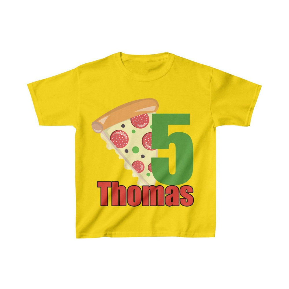 Pizza Birthday Shirt, Personalized Party Shirt Kids Birthday Party Youth Cotton Tee, Multiple Colors