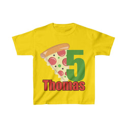 Pizza Birthday Shirt, Personalized Party Shirt Kids Birthday Party Youth Cotton Tee, Multiple Colors