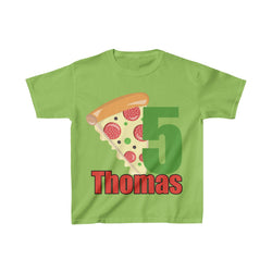 Pizza Birthday Shirt, Personalized Party Shirt Kids Birthday Party Youth Cotton Tee, Multiple Colors