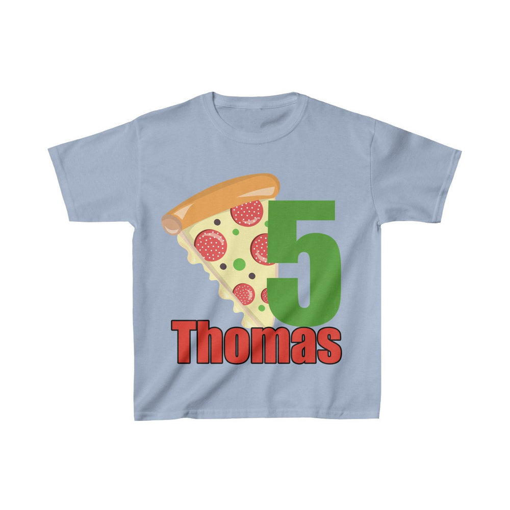 Pizza Birthday Shirt, Personalized Party Shirt Kids Birthday Party Youth Cotton Tee, Multiple Colors