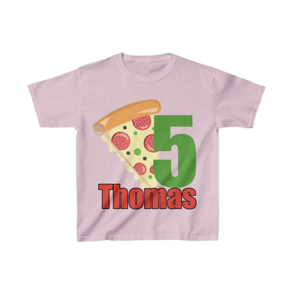 Pizza Birthday Shirt, Personalized Party Shirt Kids Birthday Party Youth Cotton Tee, Multiple Colors