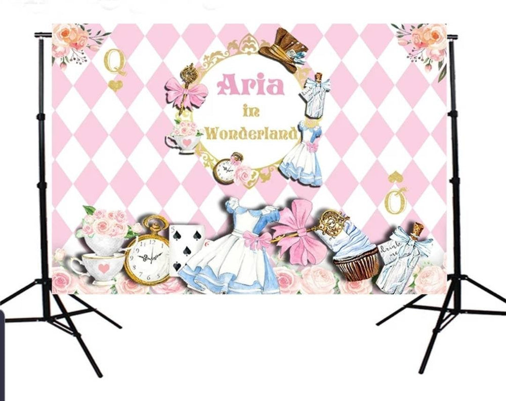 Printed In Wonderland backdrop, Tea Party Backdrop, In Wonderland Birthday, Tea Party Birthday, In Wonderland Party Decorations, Alice Party
