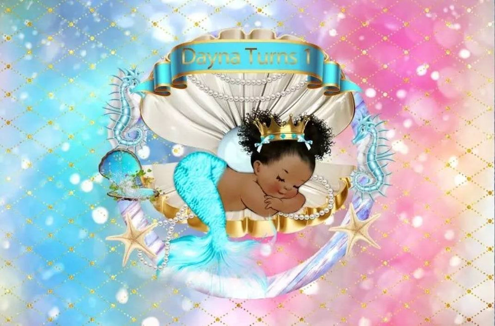 Printed Mermaid Backdrop, Mermaid baby shower, Mermaid Birthday, Mermaid Princess Backdrop, Vinyl Backdrop 3x5ft 5x7ft 8x10