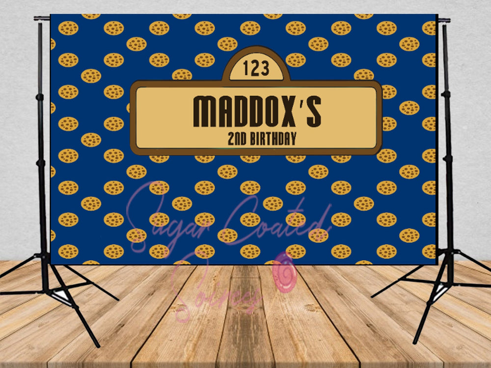 Printed Cookie Backdrop, Cookie Party, Cookie birthday, Monster Party, Monster Backdrop, Birthday Vinyl Backdrop 3x5ft 5x7ft 8x10ft