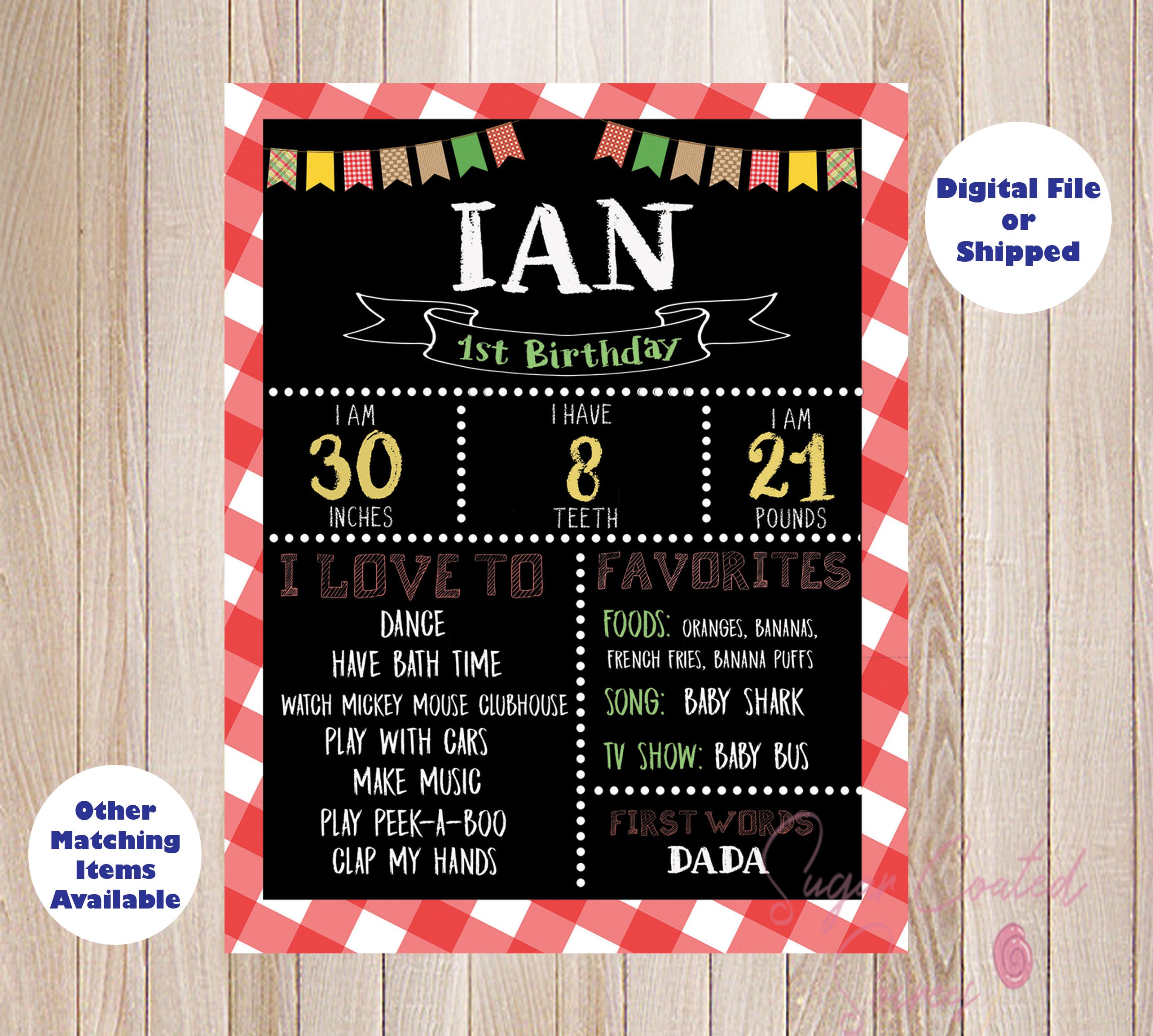 Printed Picnic Birthday Board, Picnic Chalkboard Sign, Picnic birthday sign, BBQ birthday board, Picnic Party, BBQ Birthday Sign, Mounted