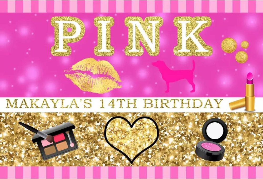 VS Pink Secret Personalized Party Vinyl Backdrop 3x5ft 5x7ft 8x10ft Birthday Sweet 16 Bridal Bachelorette