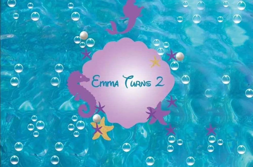 MERMAID Printed backdrop, Mermaid party, Mermaid Birthday, Personalized Ocean Birthday Party Baby Shower Vinyl Backdrop 3x5ft 5x7ft