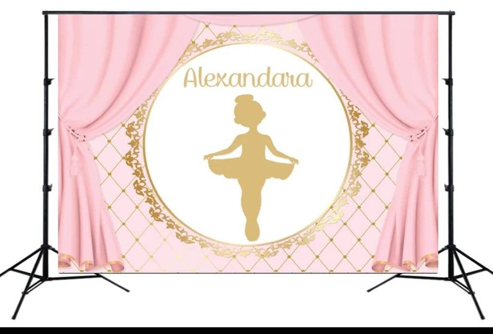 Printed Ballerina Backdrop, Ballerina Party, Ballerina Birthday Backdrop, Personalized Birthday Party Vinyl Backdrop 3x5ft 5x7ft 8x10