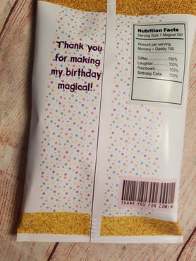 Digital Printable Gold Unicorn Magical Rainbow Chip / Party / Favor / Treat / Birthday Bag Download DIY