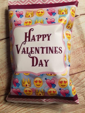 Digital Valentine's Day Emoji heart personalized chip / treat / class / party / favor / goodie / candy  bag Download DIY