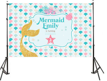 MERMAID Printed  backdrop, Mermaid party, Mermaid Birthday, Personalized Ocean Birthday Party Baby Shower Vinyl Backdrop 3x5ft  5x7ft