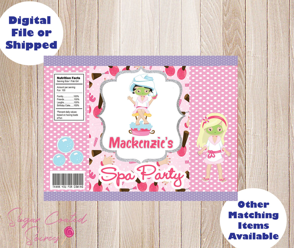 SHIPPED PRINTED Spa Girls Makeup Beauty Party Birthday chip / treat / party / favor / goodie / candy bag