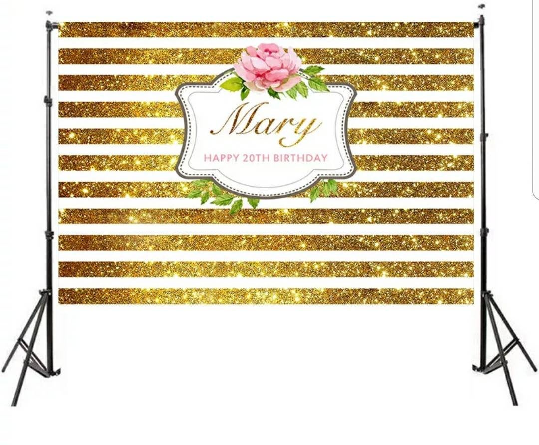 Printed Gold Backdrop, Gold Glitter Backdrop, Gold Birthday, Gold Party, Floral Backdrop, Gold Baby Shower, Gold Bridal Shower