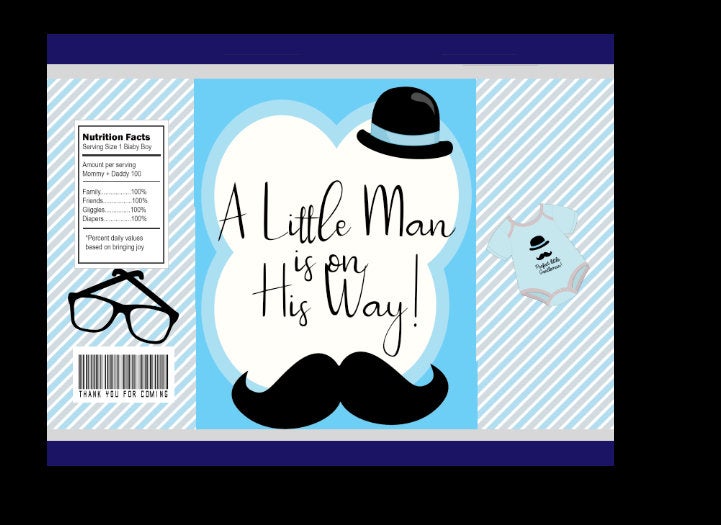 INSTANT DOWNLOAD Little Man Chip Bag, Little Man Birthday, Little Man Baby Shower, Little Man Party, Printable chip bag, Digital chip bag