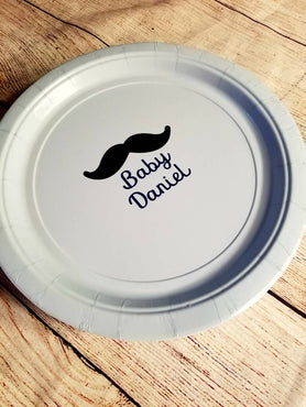 Little Man Gentleman Mustache Baby Shower personalized Plates Cups  Birthday Party Supply Favor