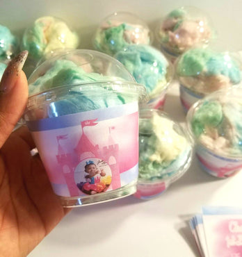 Princess Castle Rainbow Cotton Candy Favors Fluff Birthday Baby Shower Party Favor Treat Cups