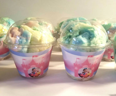 Princess Castle Rainbow Cotton Candy Favors Fluff Birthday Baby Shower Party Favor Treat Cups