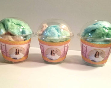 Pink and Gold Princess Cotton Candy Favors Fluff Birthday Baby Shower Party Favor Treat Cups