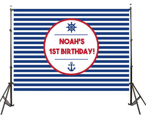 Printed Nautical backdrop, Anchor backdrop, Nautical babyshower,nautical birthday, vinyl backdrop