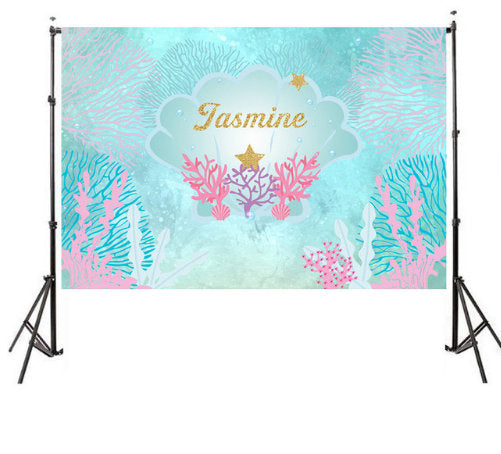 Printed Mermaid Backdrop, Mermaid birthday, mermaid party, Mermaid babyshower, Mermaid party supplies,  Vinyl Backdrop 3x5ft  5x7ft